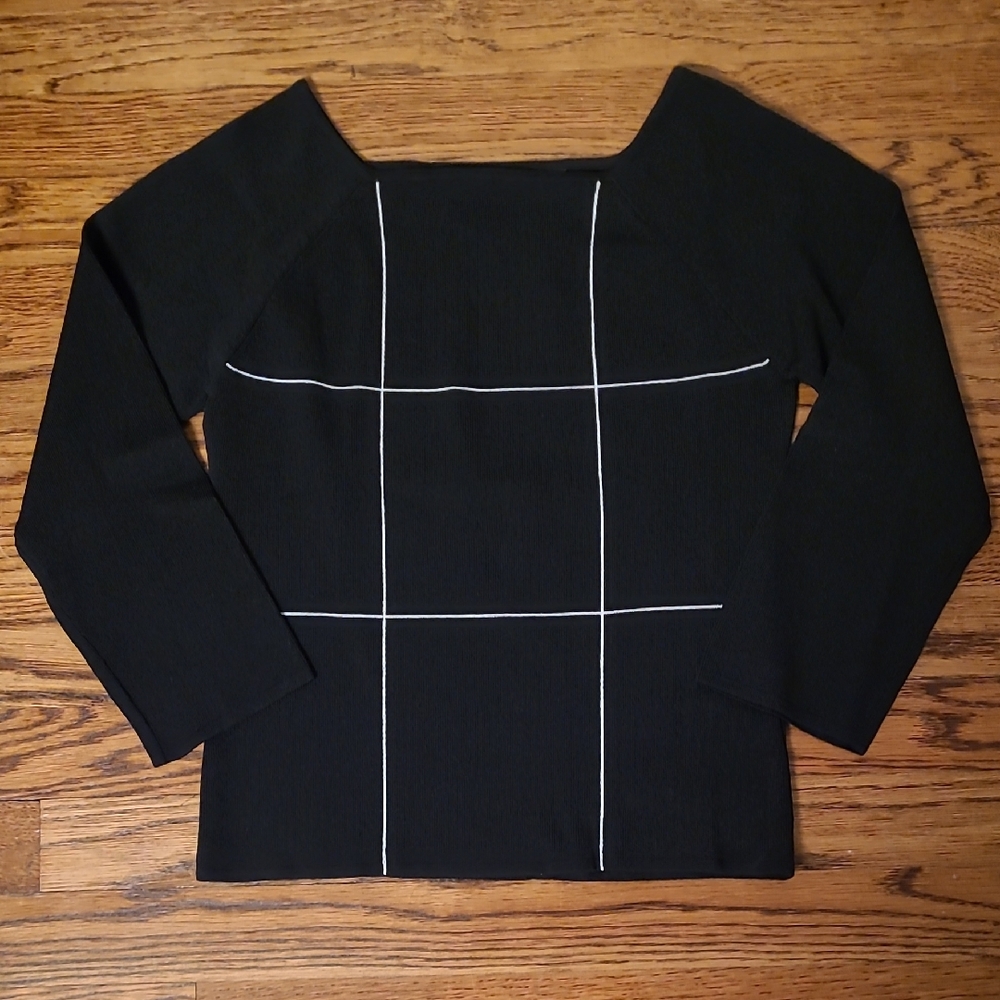 Ziani Couture Black Top with White Grid Design. Vintage